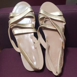 JCrew Summer Cross Strap Flat Gold Sandals